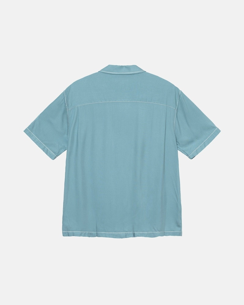 Stüssy Contrast Pick Stitched Oberteile Herren Blau | IFLSB-5804