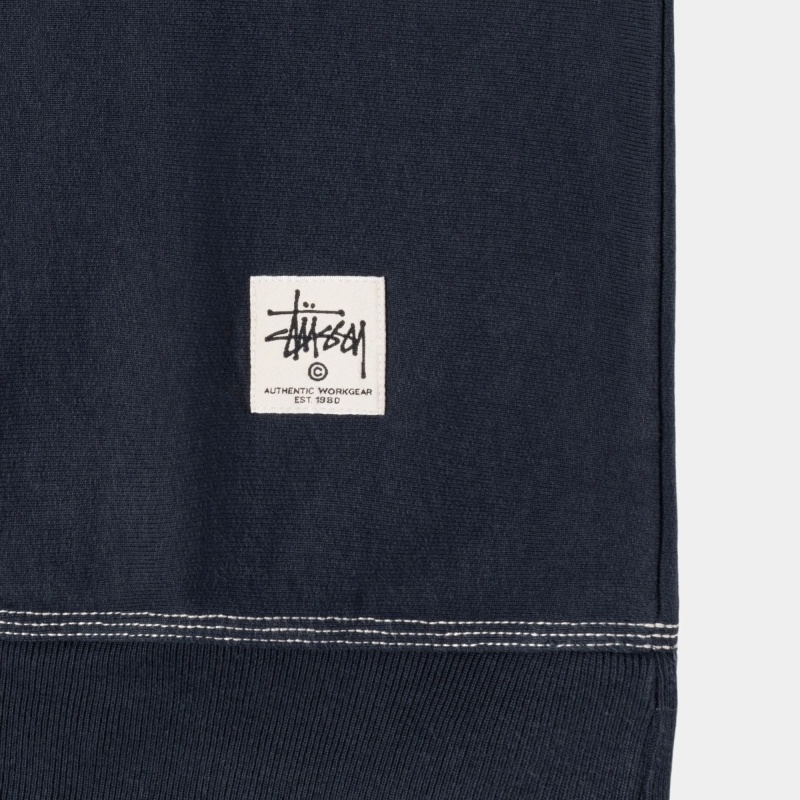 Stüssy Contrast Stitch Label Crew Hoodie Herren Schwarz | XWFDH-1420