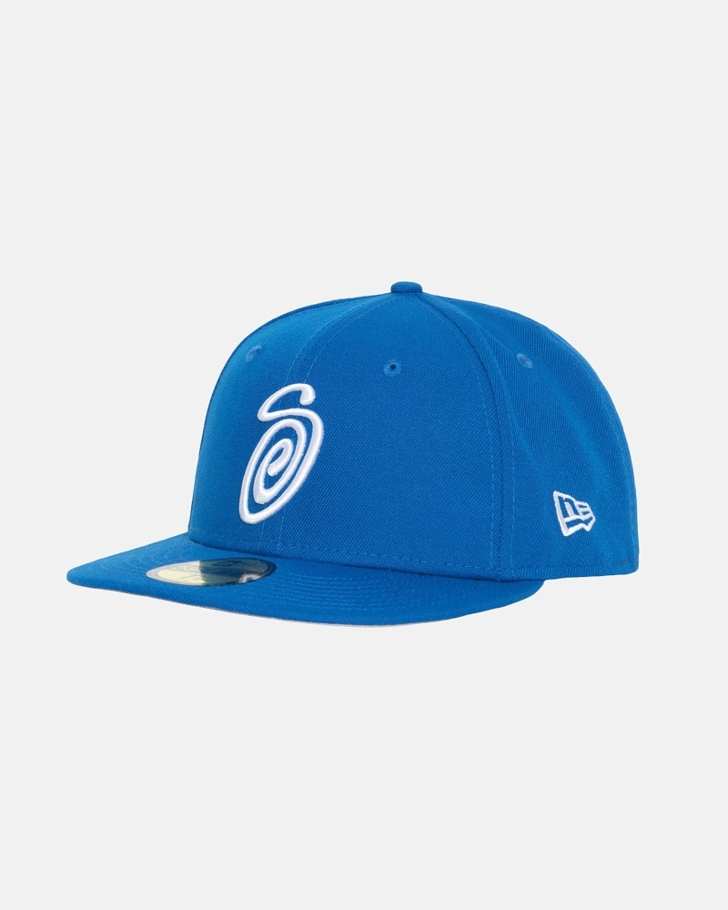 Stüssy Curly S 59Fifty New Era Kappen Herren Blau | PGKHJ-3479