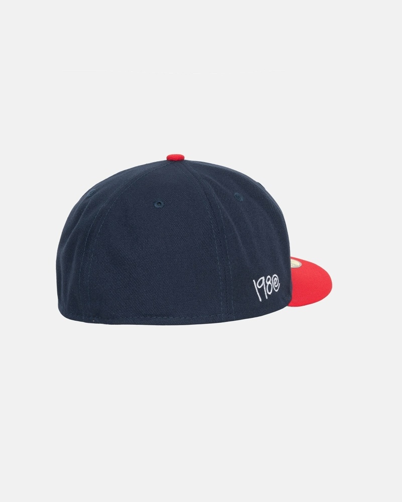 Stüssy Curly S 59Fifty New Era Kappen Herren Rot | QJDNA-3645