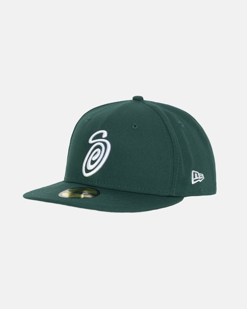 Stüssy Curly S 59Fifty New Era Kappen Herren Grün | YODHJ-4293