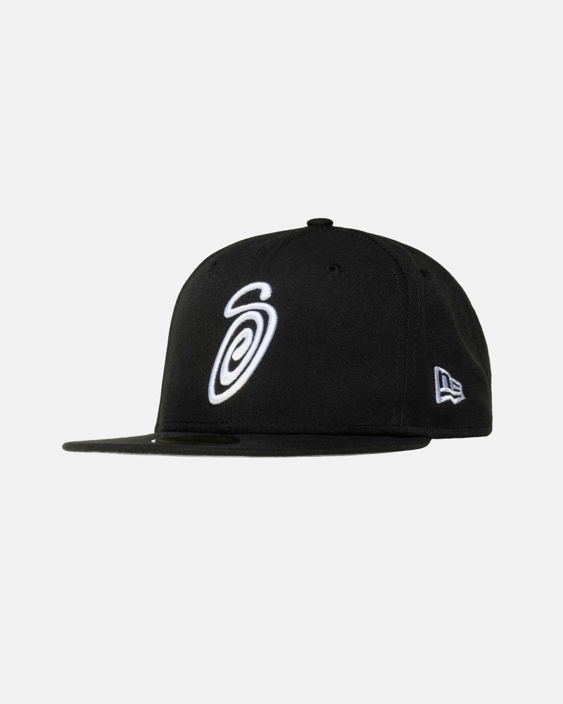 Stüssy Curly S 59Fifty New Era Kappen Herren Schwarz | KZJYQ-7538