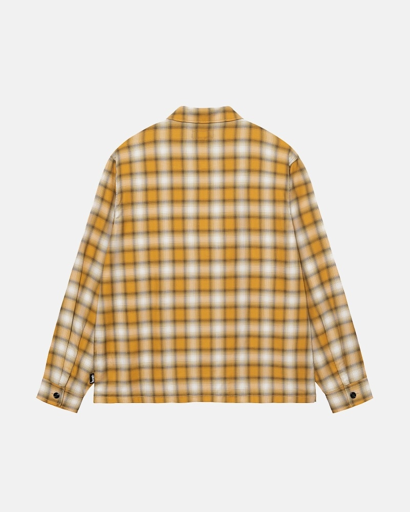 Stüssy Eddie Plaid Zip Oberteile Herren Senfgelb | XIHZA-5910