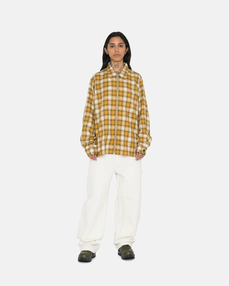 Stüssy Eddie Plaid Zip Oberteile Herren Senfgelb | XIHZA-5910