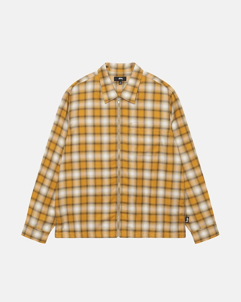 Stüssy Eddie Plaid Zip Oberteile Herren Senfgelb | XIHZA-5910