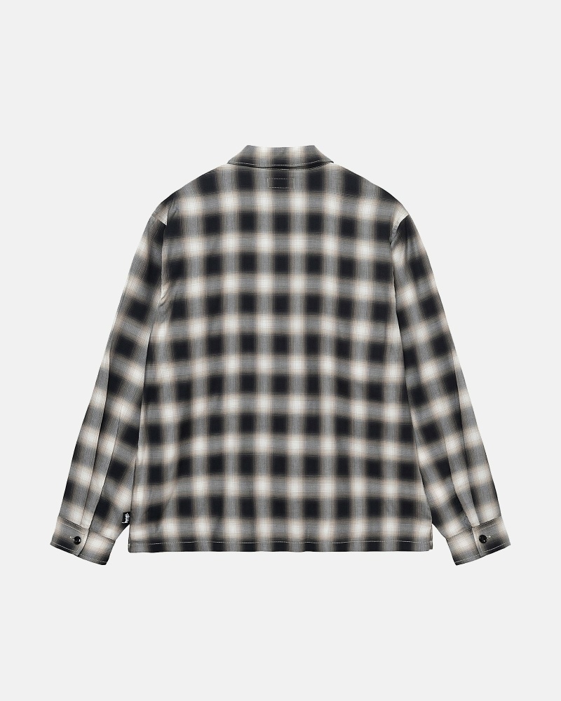 Stüssy Eddie Plaid Zip Oberteile Herren Schwarz | MRNES-3190