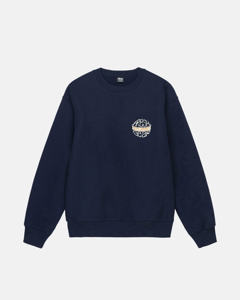 Stüssy Fresh Gear Crew Hoodie Herren Navy | NFIPV-2549