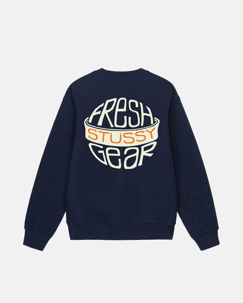 Stüssy Fresh Gear Crew Hoodie Herren Navy | NFIPV-2549