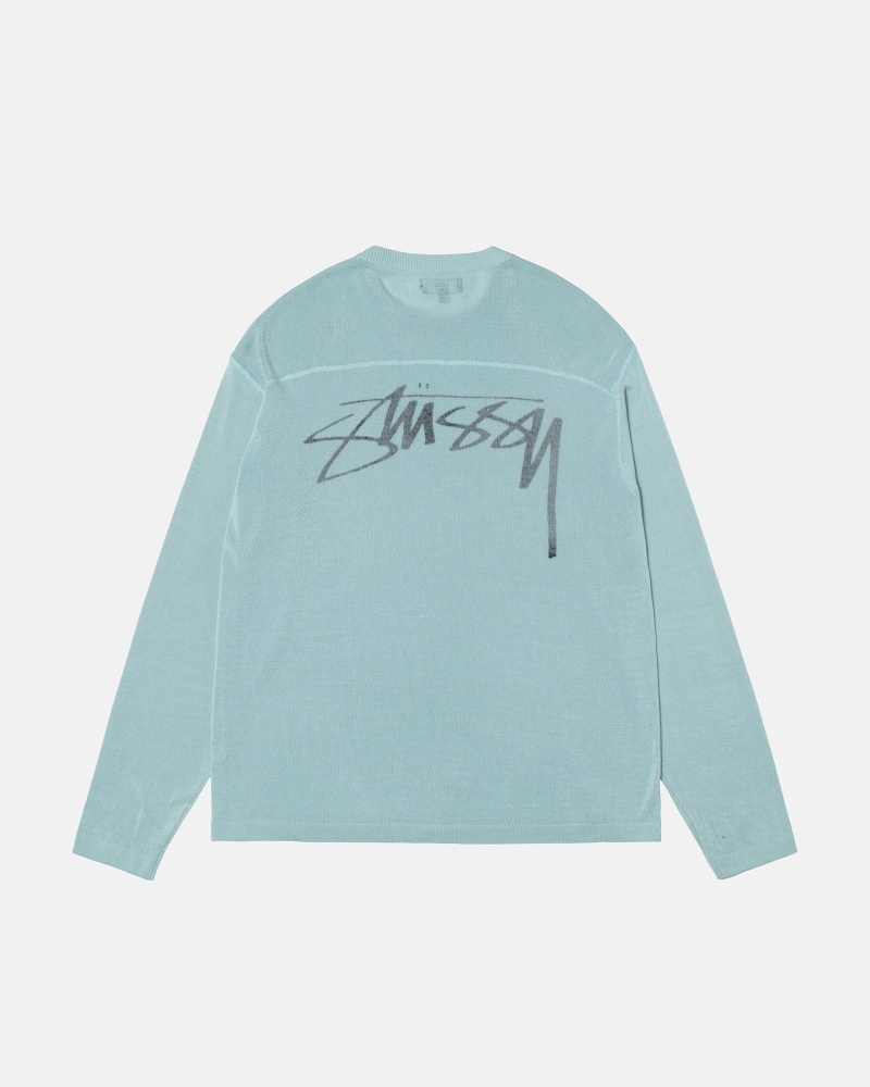 Stüssy Laufschuhe Football Crew Oberteile Herren Blau | JGZBI-5037