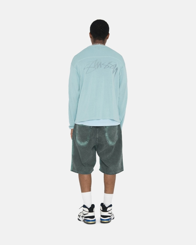 Stüssy Laufschuhe Football Crew Pullover Herren Blau | TIXVF-5014