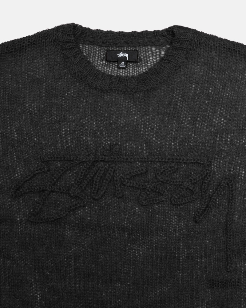 Stüssy Loose Knit Logo Pullover Herren Schwarz | NFLBP-5621