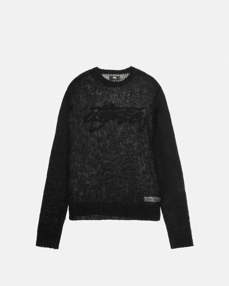 Stüssy Loose Knit Logo Pullover Herren Schwarz | NFLBP-5621