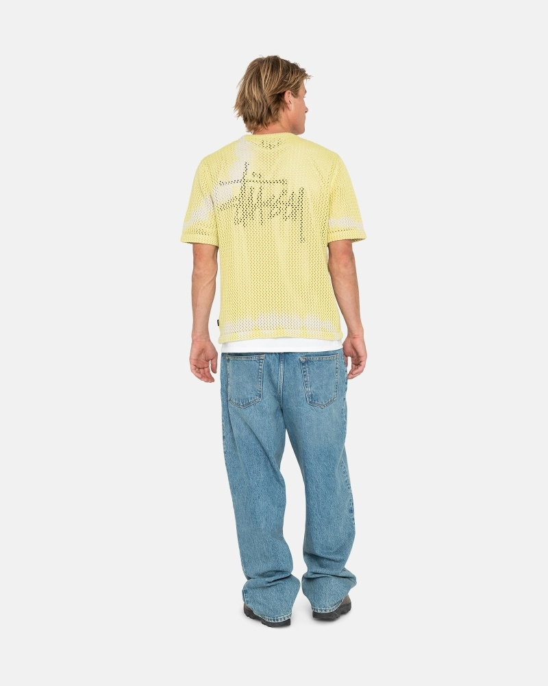 Stüssy O'Dyed Heavyweight Mesh Crew Oberteile Herren Gelb | YBAPU-1984