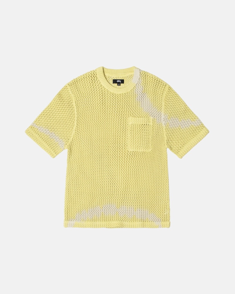 Stüssy O\'Dyed Heavyweight Mesh Crew Oberteile Herren Gelb | YBAPU-1984