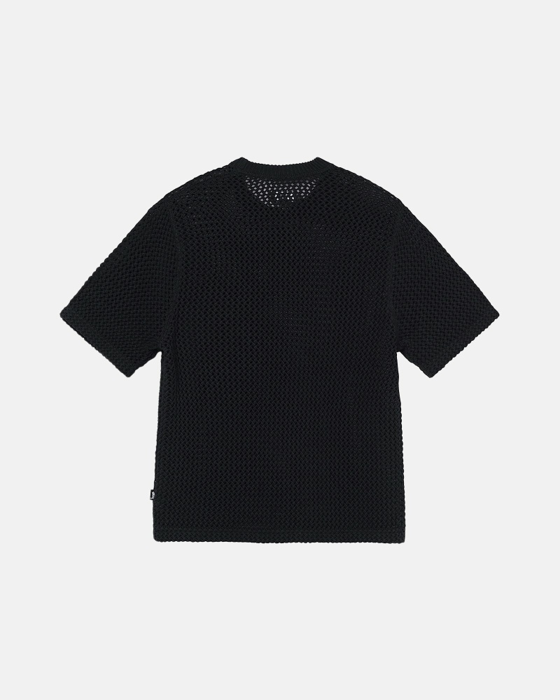 Stüssy O'Dyed Heavyweight Mesh Crew Oberteile Herren Schwarz | FMQRI-8327