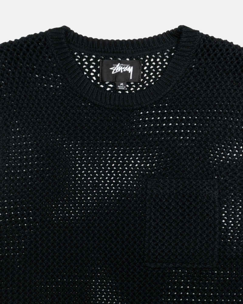 Stüssy O'Dyed Heavyweight Mesh Crew Oberteile Herren Schwarz | FMQRI-8327