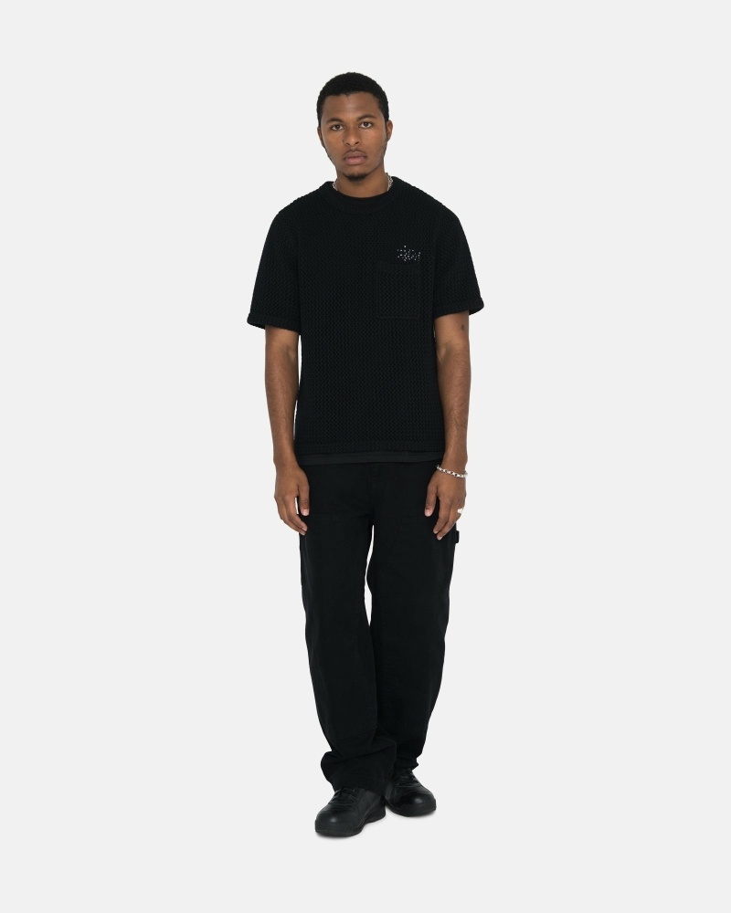 Stüssy O'Dyed Heavyweight Mesh Crew Oberteile Herren Schwarz | FMQRI-8327