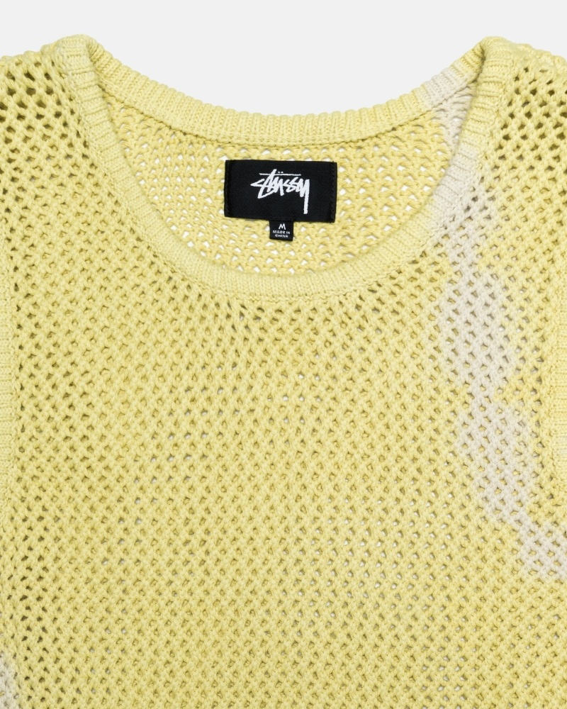 Stüssy O'Dyed Heavyweight Mesh Tank Oberteile Herren Gelb | XQFCL-3975