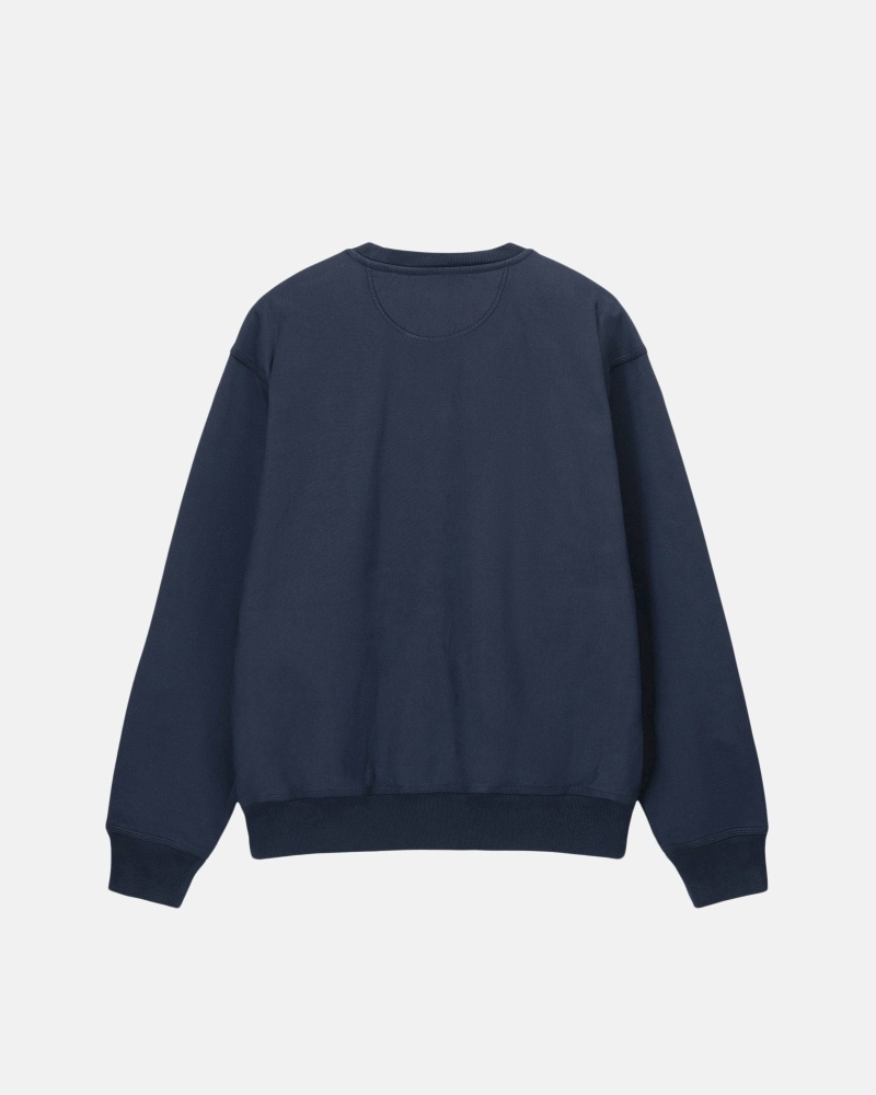 Stüssy Overdyed Stock Logo Crew Hoodie Herren Navy | CBDJE-6041