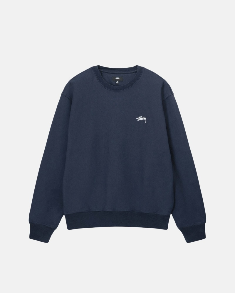 Stüssy Overdyed Stock Logo Crew Hoodie Herren Navy | CBDJE-6041