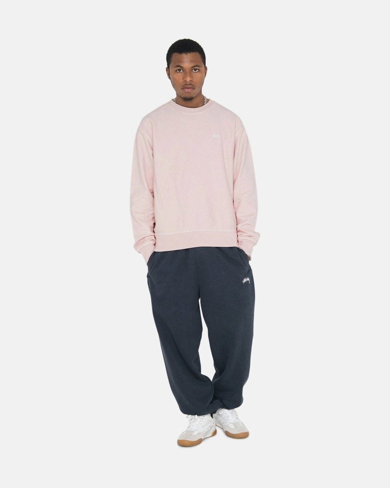 Stüssy Overdyed Stock Logo Crew Hoodie Herren Rosa | KFZYP-9248