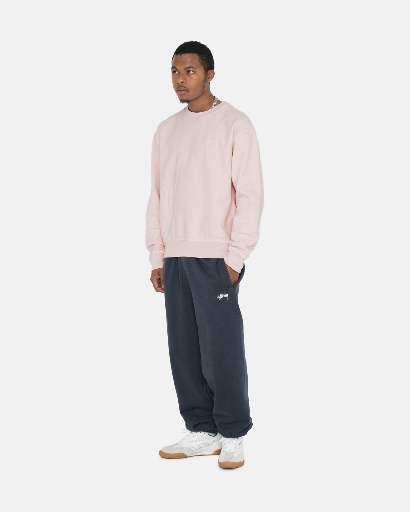 Stüssy Overdyed Stock Logo Crew Hoodie Herren Rosa | KFZYP-9248