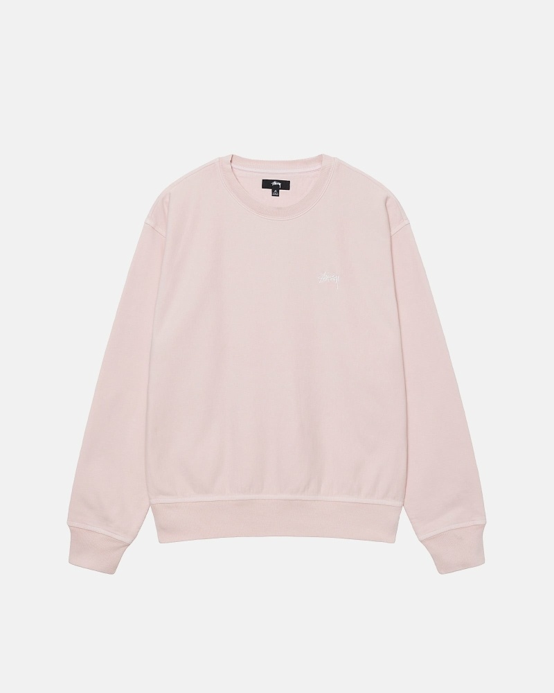 Stüssy Overdyed Stock Logo Crew Hoodie Herren Rosa | KFZYP-9248