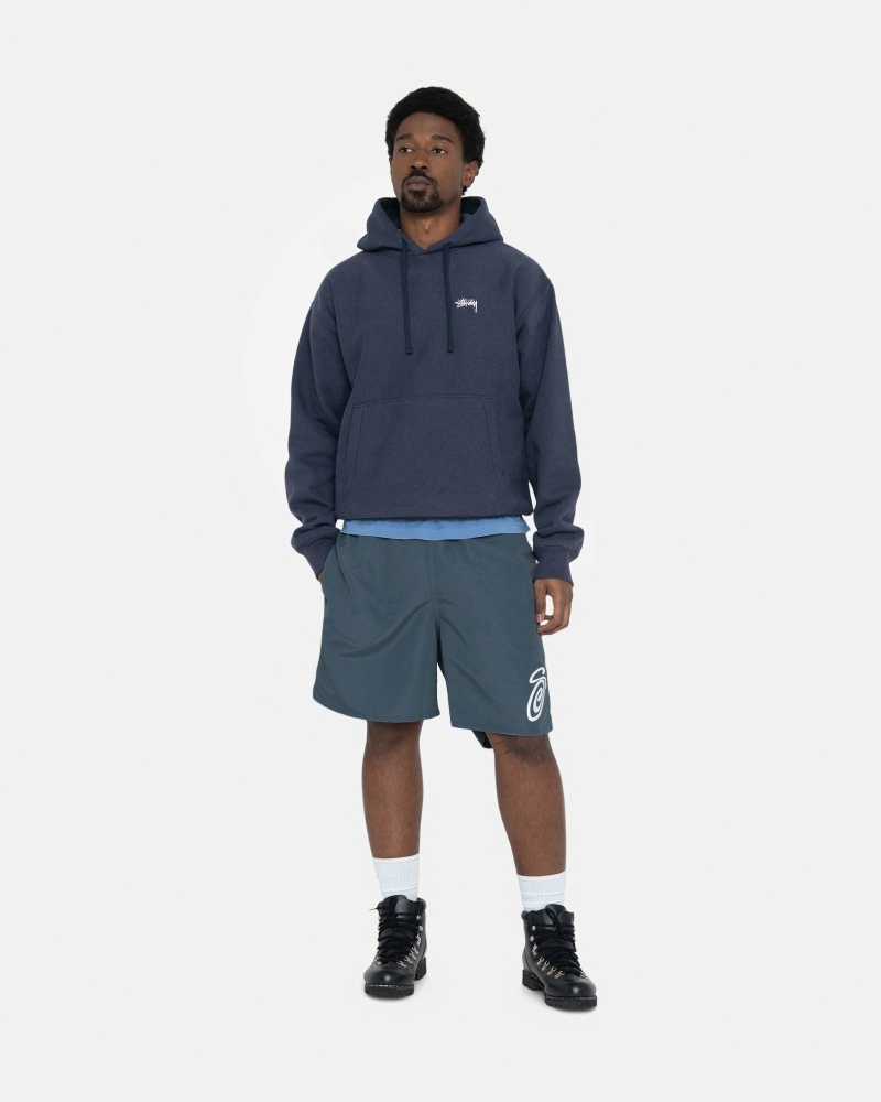 Stüssy Overdyed Stock Logo Hoodie Herren Navy | HKNXV-6487