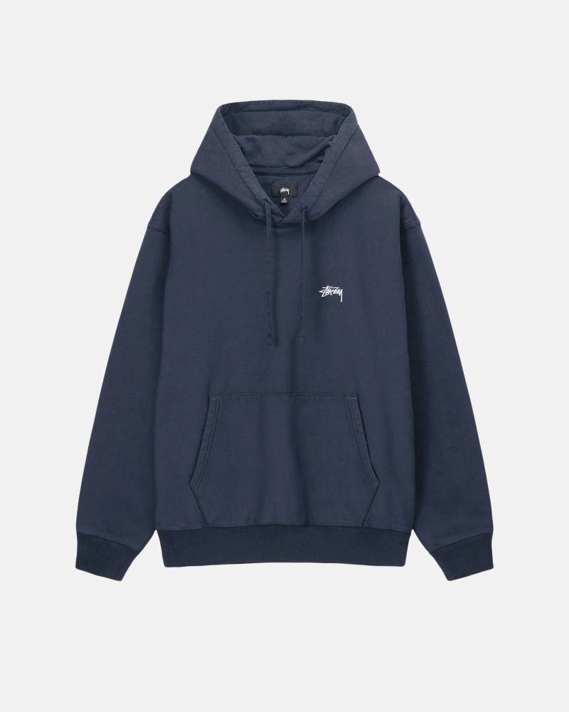 Stüssy Overdyed Stock Logo Hoodie Herren Navy | HKNXV-6487