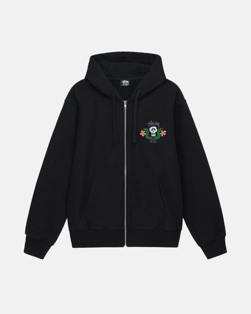 Stüssy Skull Crest Zip Hoodie Herren Schwarz | KQSLJ-9207