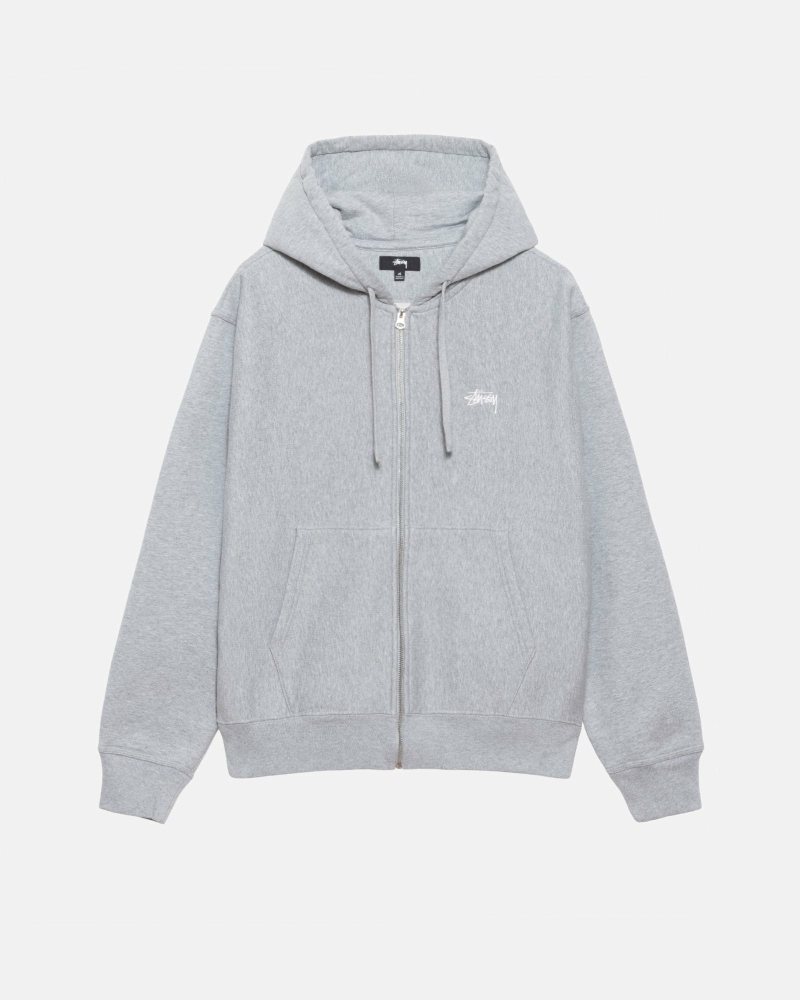 Stüssy Stock Logo Zip Hoodie Herren Navy | PIFNO-2135