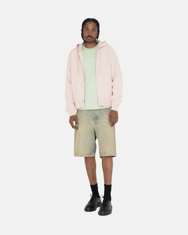 Stüssy Stock Logo Zip Hoodie Herren Rosa | JUENP-1765