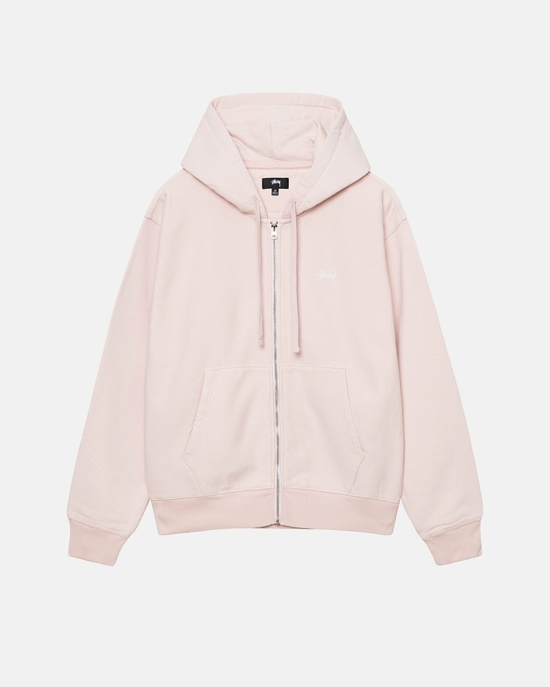 Stüssy Stock Logo Zip Hoodie Herren Rosa | JUENP-1765