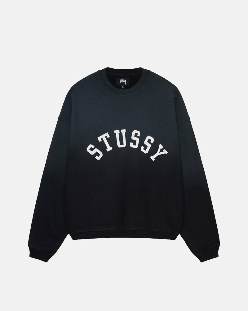 Stüssy Sun Faded Oversized Crew Hoodie Herren Schwarz | SWVQL-9637