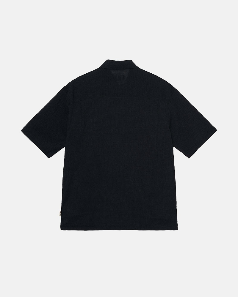 Stüssy Wrinkly Gingham Ss Oberteile Herren Schwarz | DCTNA-7326