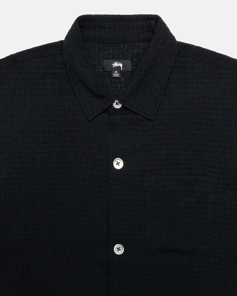 Stüssy Wrinkly Gingham Ss Oberteile Herren Schwarz | DCTNA-7326