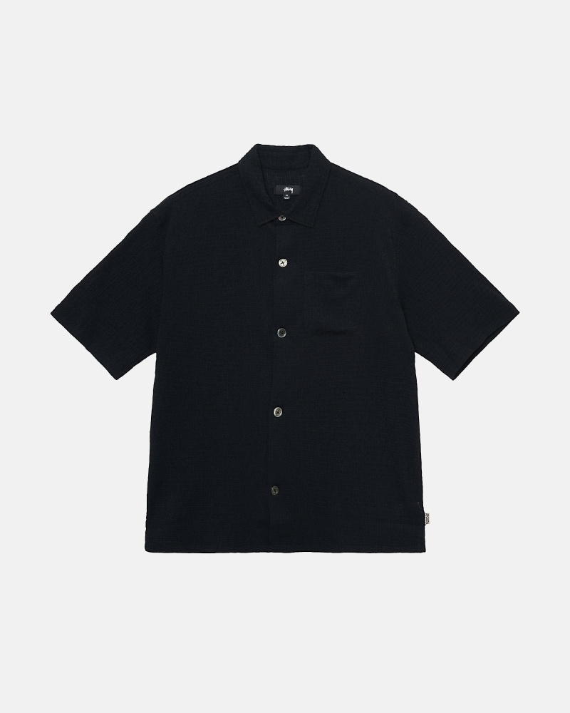 Stüssy Wrinkly Gingham Ss Oberteile Herren Schwarz | DCTNA-7326